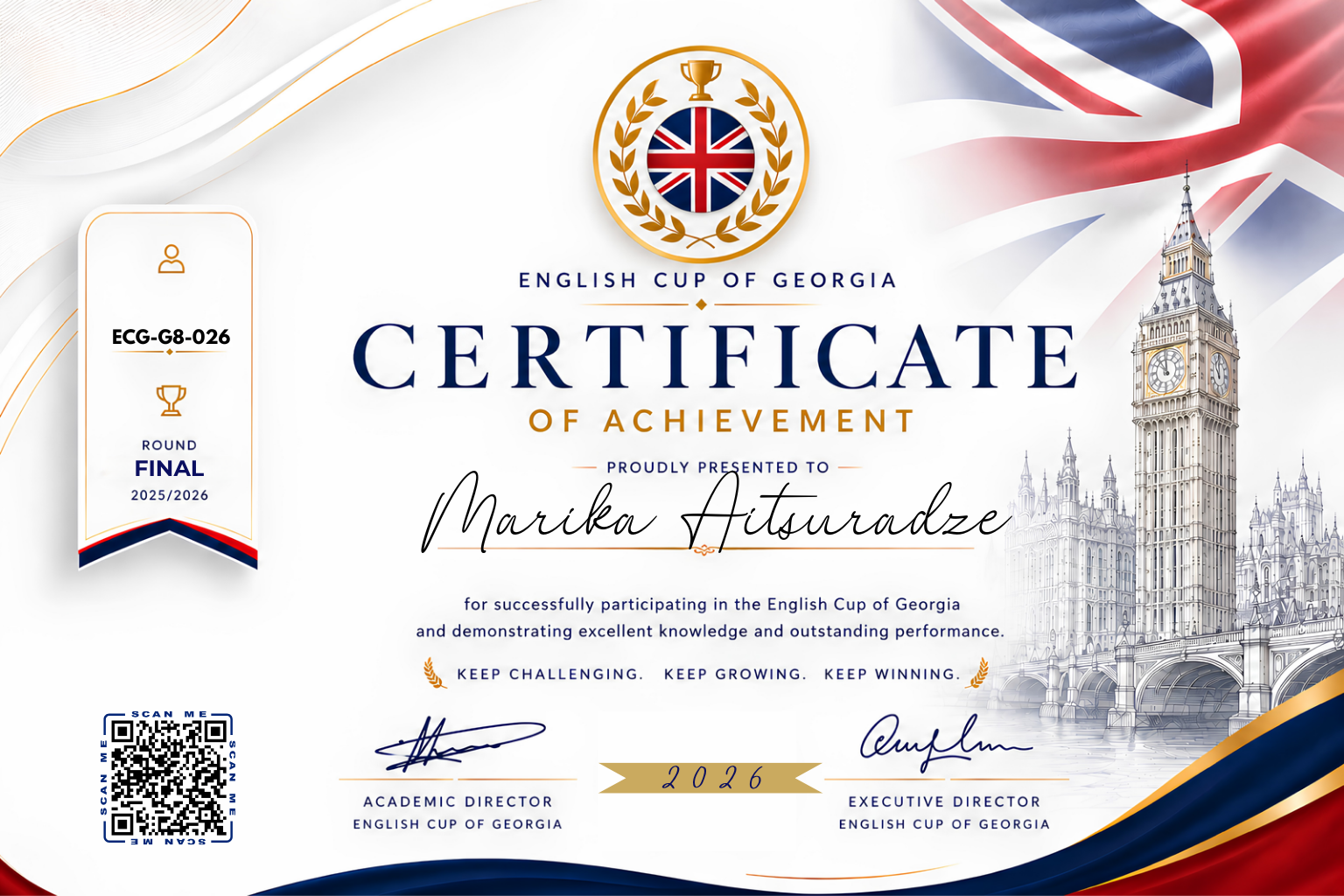 Category Winner Certificate